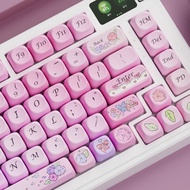 Pink Butterfly PBT Sublimation Mechanical Keyboard Keycaps Full Five-sided Girls Cute Pink Keycaps 9