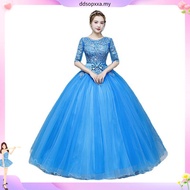 Blue Formal Party Banquet Maxi Dress Gaun Malam Pengantin Pakaian Wedding BallGown Emcee Dinner Even