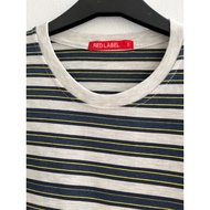 T-shirt/t-shirt RED LABEL Non Screen Gray With Yellow And Dark Blue Stripes (Unisex, For Men &amp; Women)