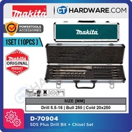 MAKITA D-70904 TCT DRILL BIT & CHISEL FOR SDS-PLUS HAMMERS ASSORTMENT SET IN ALUMINIUM CASE - 10PCS 