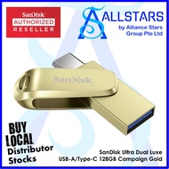 (ALLSTARS) SanDisk Ultra Dual LUXE 128GB Campaign Gold USB Type C / USB3.1 Type-A (SDDDC4-128G-G46GD