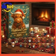 [Okhello.my] Highland Cow Advent Calendar 2025 with 24 Highland Cow Ornaments Christmas Advent Calen
