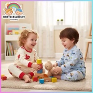Tinytreasures19 Nb-7yrs old Longsleeve Pajama Lining Pure Cotton Set for Kids Fashion Sleepwear Baju