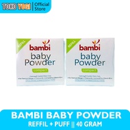 BAMBI BABY POWDER COMPACT REFILL + PUFF 40gr || BAMBI COMPACT POWDER REFILL