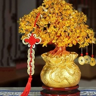 Lucky Tree Wealth Yellow Crystal Tree Natural Lucky Tree Money Tree Ornaments Bonsai Style Wealth Lu