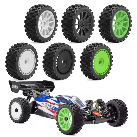1/8 115mm Wheel and Tire Set (17mm Hex Interface), Compatible with ARRMA Typhon 3S/6S, Traxxas JATO,