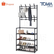 InnHome Shoe Rack 4-Tier Multipurpose Shelf With Hanging Rail A Lot Of Weight Size 26x60x155cm Model