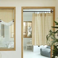 American Curtain Half Curtain Linen Beige Linen Plain Color Cotton Linen Perforated Door Curtain Kor