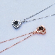 S925 Silver Love Heart Heart-Shaped Projection Necklace 100 Languages I Love You Korean Clavicle Cha