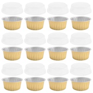 【fdhjtyhtjj】100Pcs Disposable Aluminum Foil Baking Cups Creme Brulee Dessert Oval Shape Cupcake Cups
