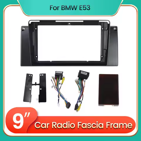 2Din 9" Car Radio Fascia Panel Frame Stereo Dash Trim Kit GPS Installation Frame With Cable Canbus B