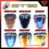 VISOR HELMET DESIGN Xdot X Dot REBORN REVO 3 BUTTON BOB MS 88 SGV TAJAM V SHAPED V-18 V-19 V-20