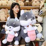 Gấu bông husky ôm bình dữa đáng yêu Vải mịn cao cấp