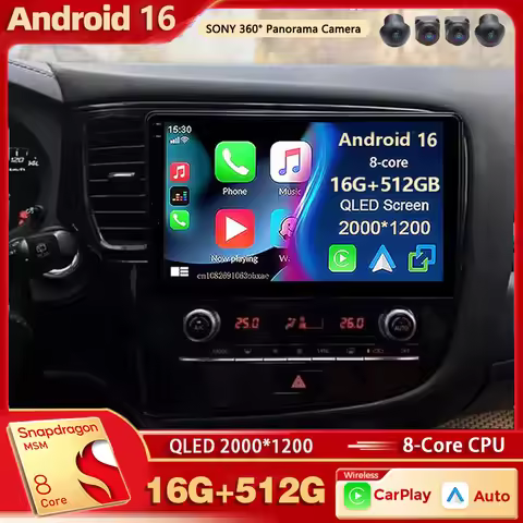 Android 16 For Mitsubishi Outlander 3 GF0W GG0W 2018-2021 2K QLED Android Car Radio Multimedia Video