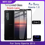 2-In-1กระจกนิรภัยสำหรับ Sony Xperia 1 10 II ปกป้องหน้าจอสำหรับ Xperia 1II 10II คลุมทั้งหมด + เลนส์กล้องถ่ายรูปฟิล์ม9H