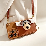 3D Pilot Dog Wallet Phone Case With Strap Card Holder Crossbody Leather Case For OPPO A6 A6s A6c A6x