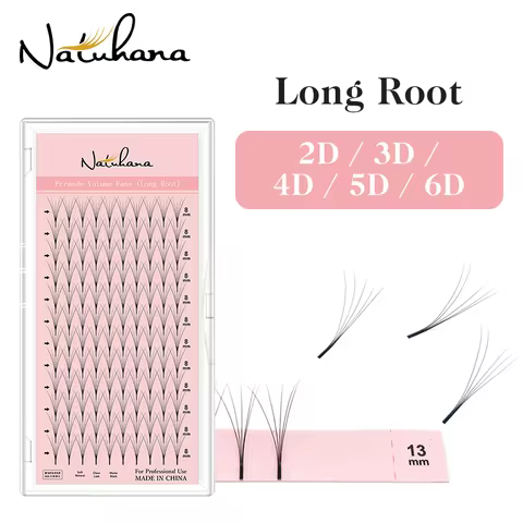 NATUHANA Lashes 2D 3D 4D 5D 6D Long Stem Premade Volume Fans Faux Mink Eyelash Extension Premade Rus