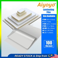 100pcs Laminate Film Laminating Film Kertas Laminate Plastik A4 A3 A5 2R 3R 4R 6R Pouches Pouch
