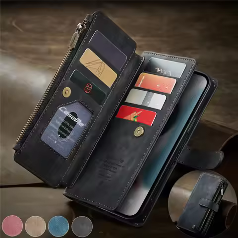 Zipper Wallet Leather Case for Samsung Galaxy S8 S9 S10 S20 S21 FE Note 20 10 S22 Plus Ultra S22Ultr