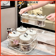 Set of 3-4 Transparent Spice Jars with Round Lid and Bow. Human Human Human Human Human Human Human 