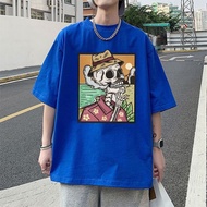 Top.street Oversize t-shirt ''Skeleton Man smokes''t shirt Cotton1 Loose Fit Round Neck Cotton Short