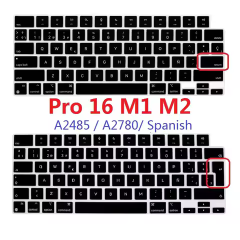 TPU Skin for Macbook Pro 16 M2 M1 A2485 A2780 2022 2021 EU US Spanish Keyboard Cover for Macbook Pro