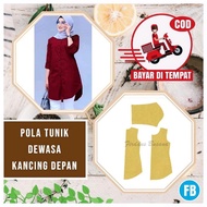 Pola baju tunik kancing depan JUMBO mulai LD 125-160