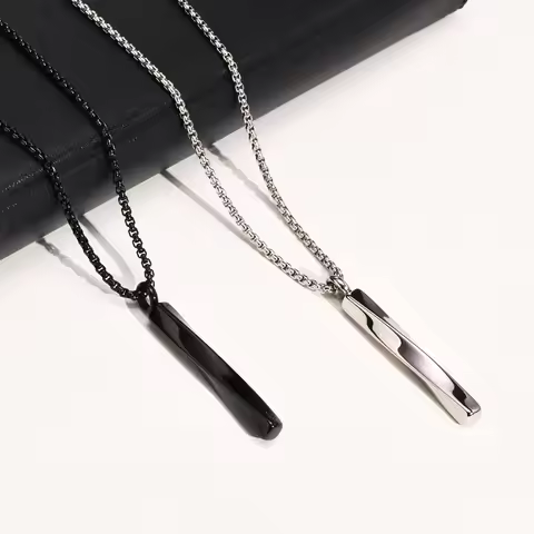 Ashes Urn Necklaces for Men,Waterproof Stainless Steel Mobius Vertical Bar Pendant Collar with Funne