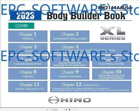 EPC-SOFTWARE Hino Truck USA 2017 - 2026 PDF Workshop Manual and Body Builder Book