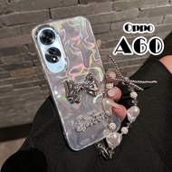 Oppo A60 Case Transparent Phone Case Butterfly Coated Water Ripple Phone Case Blingbling Cardboard B