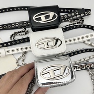 Diesel Simple Women Bag Mini Chain Black White Silver