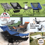 [SG Stock] WOODLES Outdoor Moonchair 4-in-1 Recliner Chair Table Foldable Portable Camping Fishing Beach Balcony