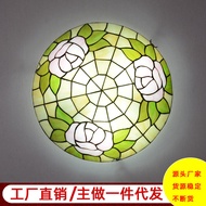 Cross-Border Tiffany Glass Ceiling Light Bedroom Balcony Children's Room Light Creative Rose LED Cei