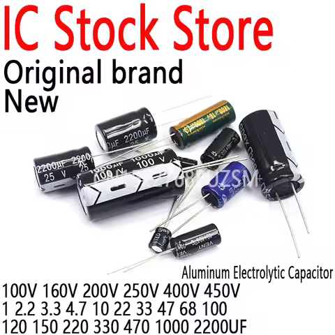 Aluminum Electrolytic Capacitor 100V 160V 200V 250V 400V 450V 1 2.2 3.3 4.7 10 22 33 47 68 100 120 1