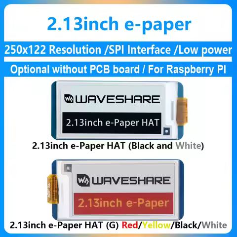2.13Inch E-Ink Display HAT, 250X122Pixel E-Paper Screen LCD for Raspberry Pi 5/4B/3B+/3B/2B/Zero/Ard