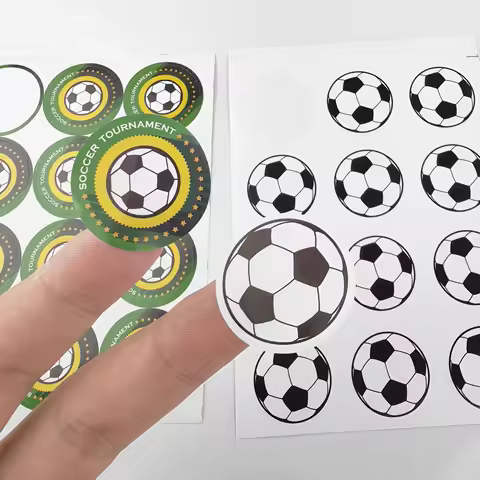 24/60/120pcs Football Sticker White Green Label Self Adhesive Football Soccer Ball Sticker For Kids