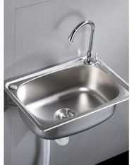 不鏽鋼水槽 小單水槽 廚房簡易 洗菜盆 洗碗池 洗手盆 水池 單水槽 掛牆帶支架