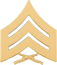 Marine Chevron Satin Gold Sergeant SGT E5 22K Gold Plated Rank Pin On Pair