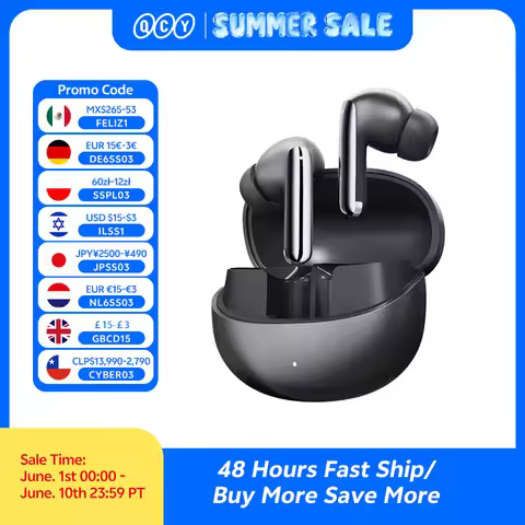 QCY MeloBuds Pro ANC Bluetooth 5.3 Earphones Wireless 46dB Hybrid ANC Hi-Res LDAC Earbuds 6 Mic Head
