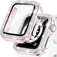 แก้ว CCLCC + ชุดเคสสำหรับ Apple Watch เพชร8 7 6 Se 5 4 3 2 42มม. 38มม. 40มม. 44มม. 45มม. 41มม. เคสนา
