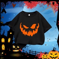 REAdy stocK Ready Stock Kaos Halloween dewasa anak-anak lengan pendek Pumpkin Face Graphic T-Shirt C