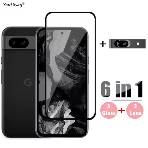 6in1 Glass For Google Pixel 8A Full Cover Tempered Glass Google Pixel 8A 7A 6A 8 7 6 Screen Protecto