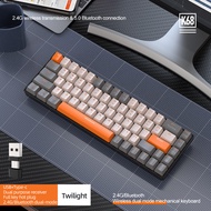 Wireless Bluetooth Mechanical Keyboard with USB-A and Type-C Dongle Insert Portable Battery 68 Keys 