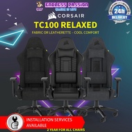 Corsair TC100 RELAXED Gaming Chair - In Leatherette Black, Fabric Black, and Fabric Black/Grey