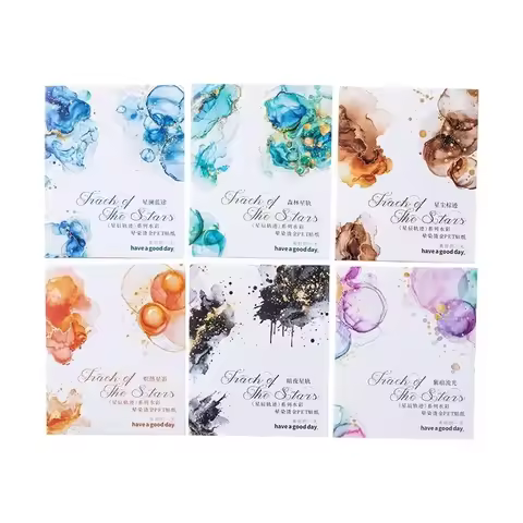 15Sheets Vintage Sticker Star Trail Series Watercolour Swoosh Foil Stamping PET Blazing Star Shadow 