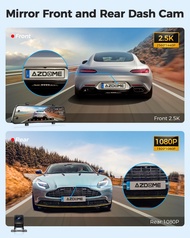 Tbxl PG17กล้องติดรถยนต์กระจก AZDOME ขนาด12 ",กล้องหน้า2.5K กล้องมองหลัง1080P สำหรับรถยนต์กล้องสำรองข