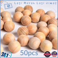 50 Biji Bola Kayu Cedar Asli Sfera 17mm Diameter Penghalau Serangga Natural Wooden Cedar Wood Balls 