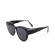 鏡黑圓框可彎折鏡腳全罩式偏光墨鏡│外掛UV400太陽眼鏡│套鏡