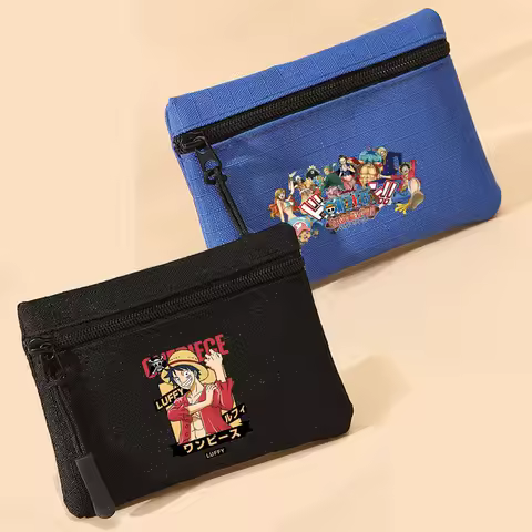 One Piece Coin Purse Anime Zipper Key Earphones Storage Pouch Mini Square Card Holders Cool Pocket B
