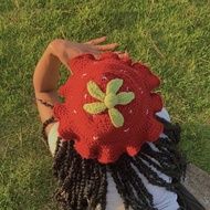 [HANDMADE] Crochet raspberry hat - Crochet strawberry hat